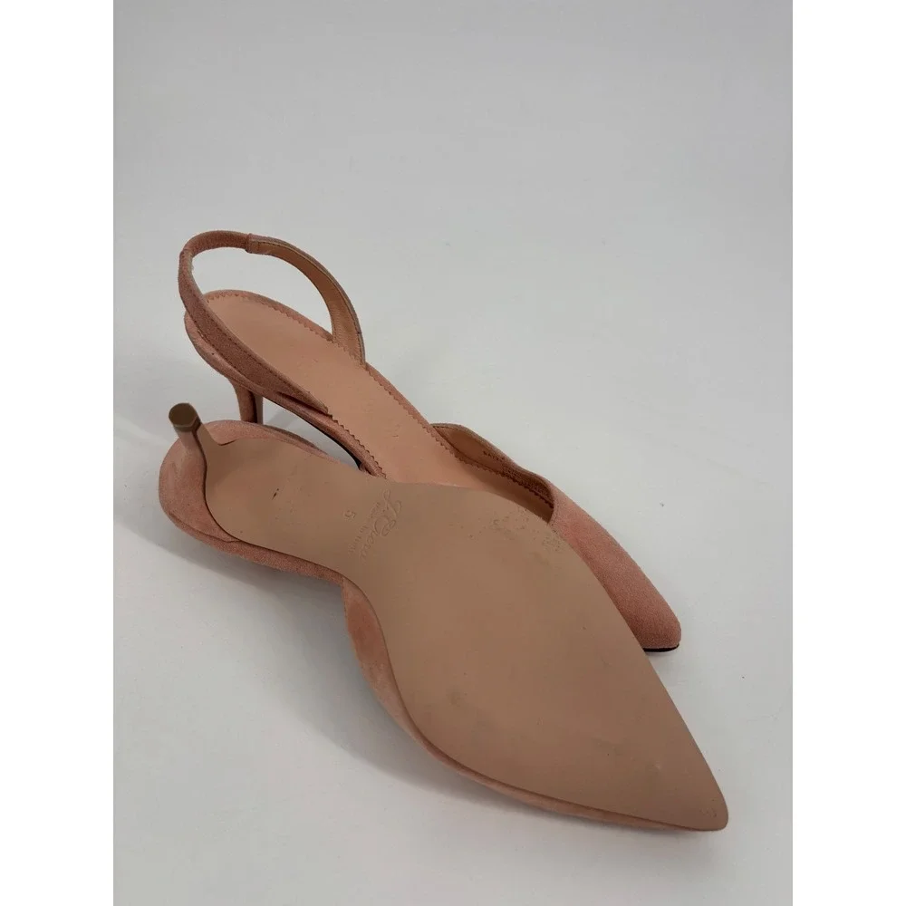 J.Crew Slingback Pumps Womens 5 Rose Pink Suede Kitten Heel Pointed‎ Toe BA731